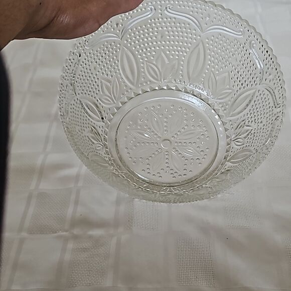 Clear Glass Floral Fruit Bowl 11"-11" - Picture 12 of 16